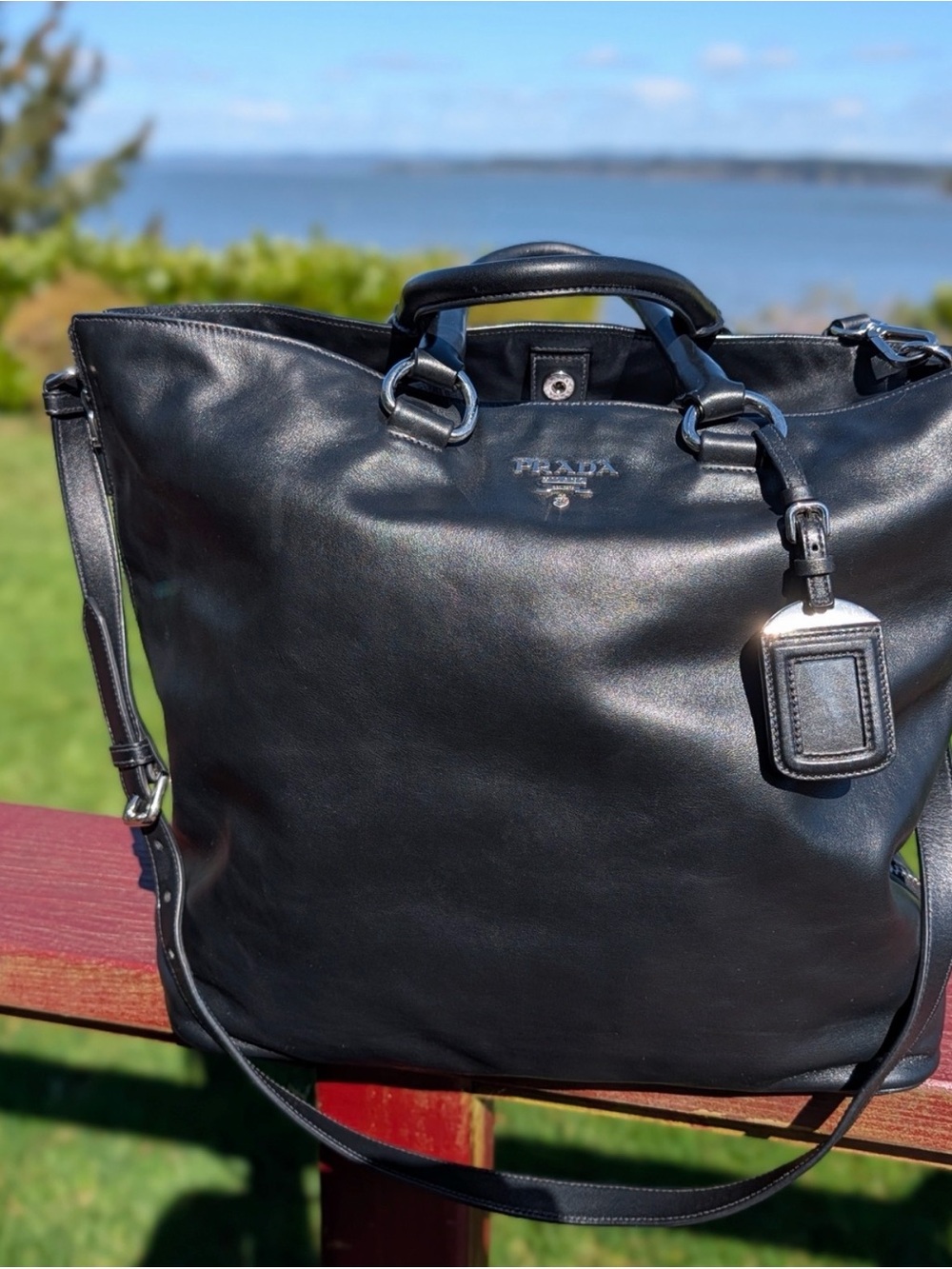 Prada Black Calf Leather Tote